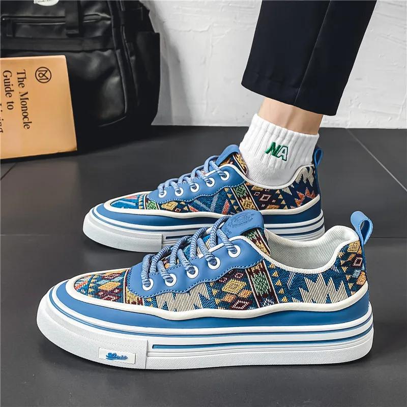 Fashion Men's Vulcanized Shoes  Quality Men's Casual Shoes Comfort Wear-resistant Breathable Male Flats  Para Hombres