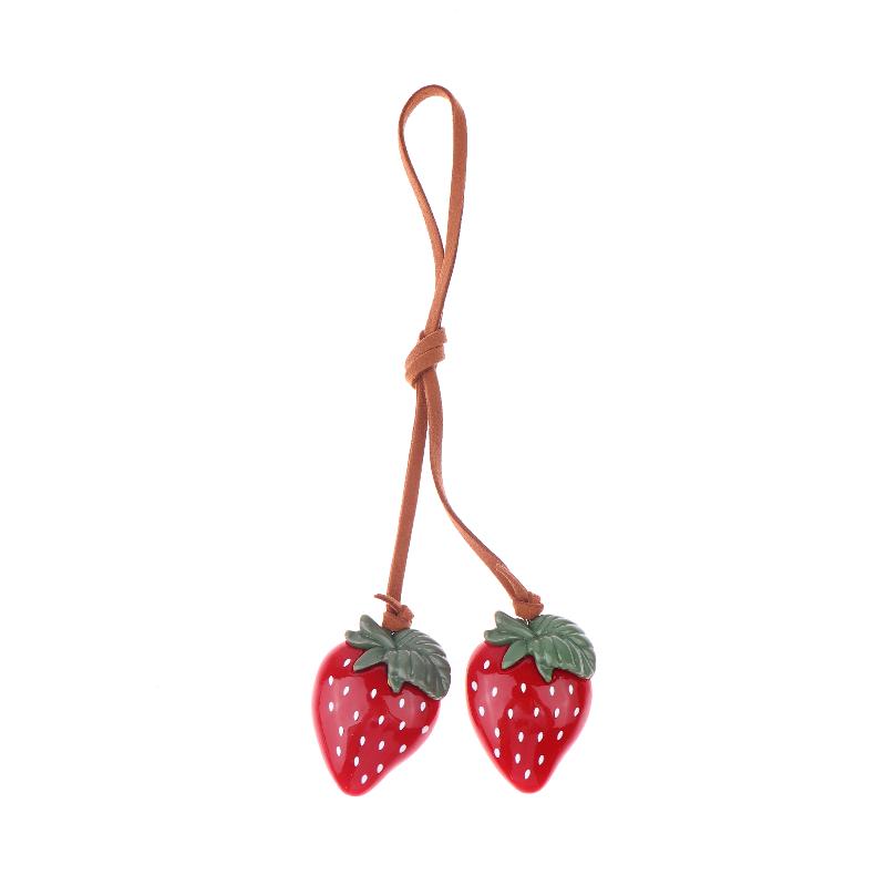 Cute Strawberry Charm Bag Pendant Car Keychain Luggage Pendant Simple All-Matching Bag Decoration Accessories