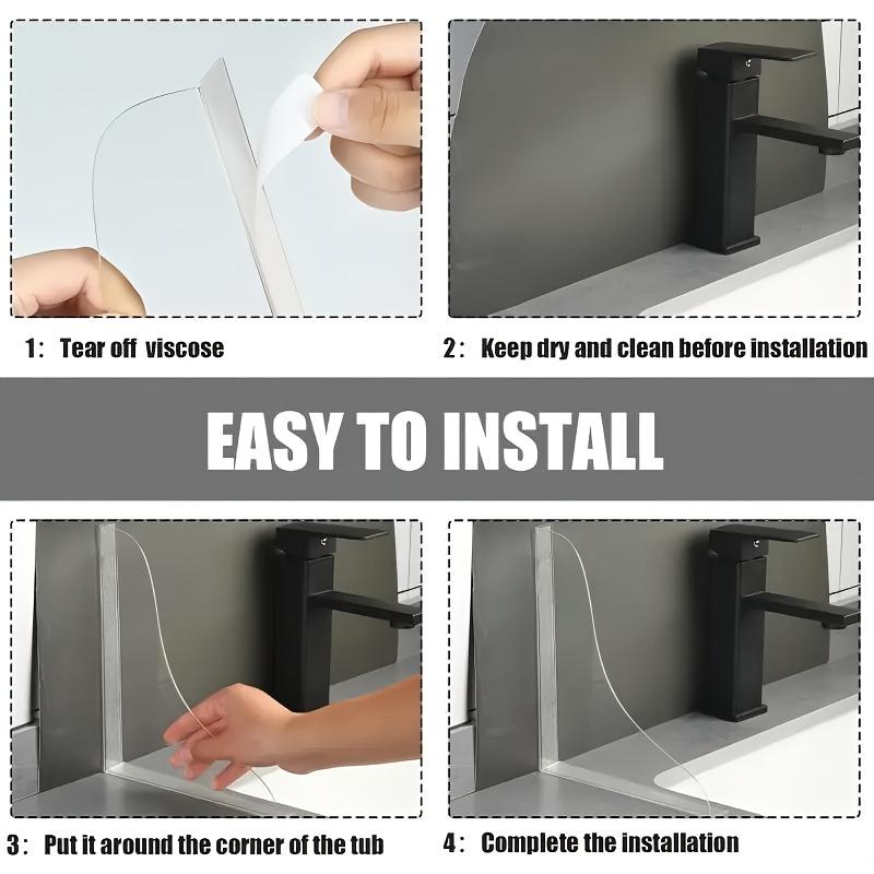 2pcs Clear Splash Guards - Heavy-Duty Transparent Bath Tub and Sink Splash Guards with Curved Design, Anti-Splash Barrier for Shower, Bathroom Sink