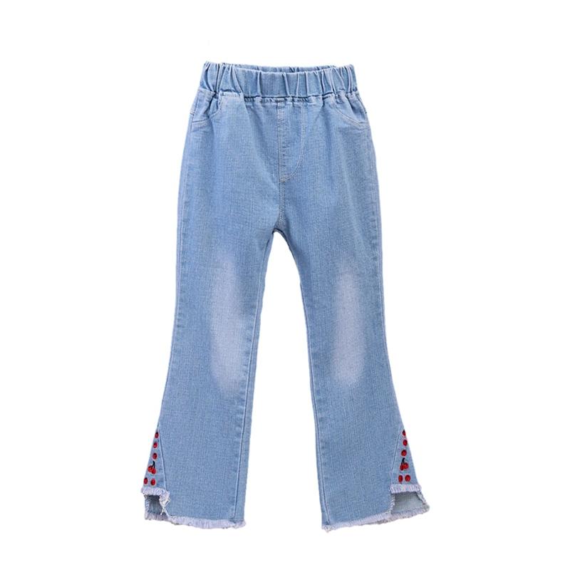 2-13 Years Kids Girls Blue Jeans Elastic Waist Flare Pants