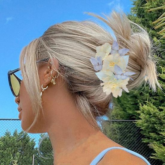 Women Hair Clip Retro Style Butterflies Flower Decor Hair Pins