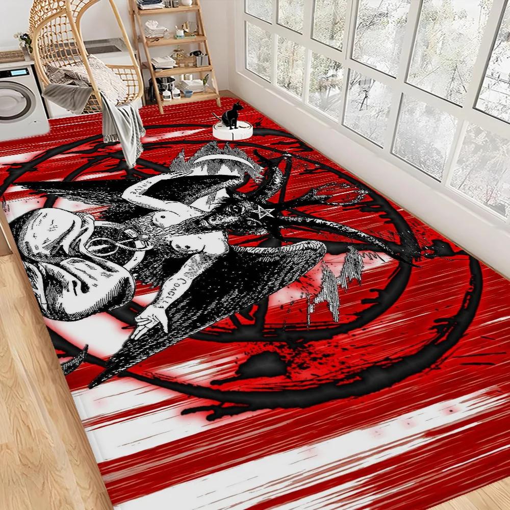Satanic Baphomet Floor Mat INS Style Soft Bedroom Floor House Laundry Room Mat Anti-skid Household Carpets