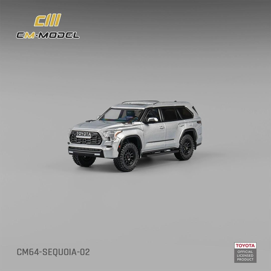 Neu auf Lager Cm Modell 1:64 Toyota Sequoia Leichtmetall-Miniatur-Druckgussmodell Toyota SUV Sequoia Silbernes Automodell Spielzeugornament Geschenk