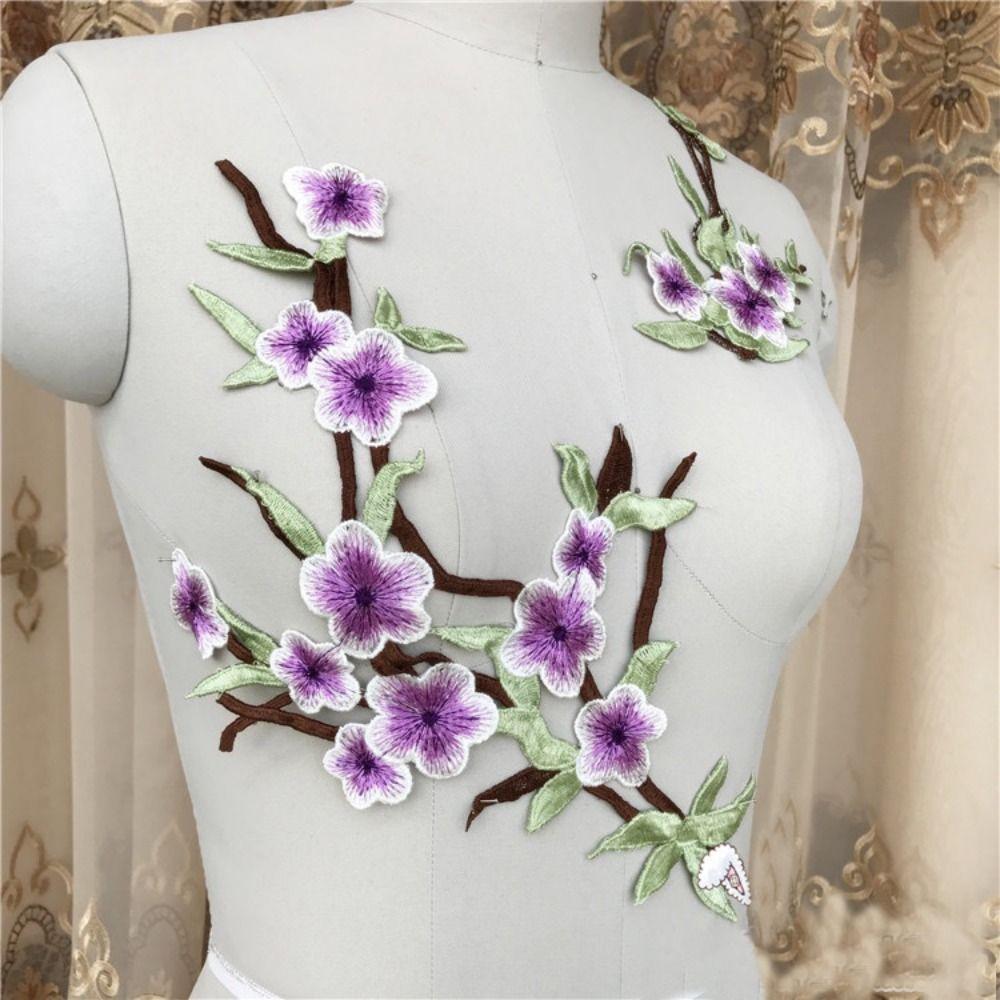 2pcs Exquisite Clothing Applique Elegant Clothes Patches DIY Flower Embroidered Patches  Sewing