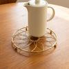 Heighted Foot Iron Insulation Pad Round/Square Non-slip Metal Pot Mat Easy To Clean Table Protection Gold Trivets