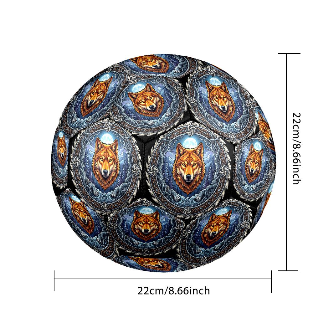 Wolf Moon Forest Crest Round Football Size 5 Adult Ball Suitable for Training Matches and Outdoor Team.