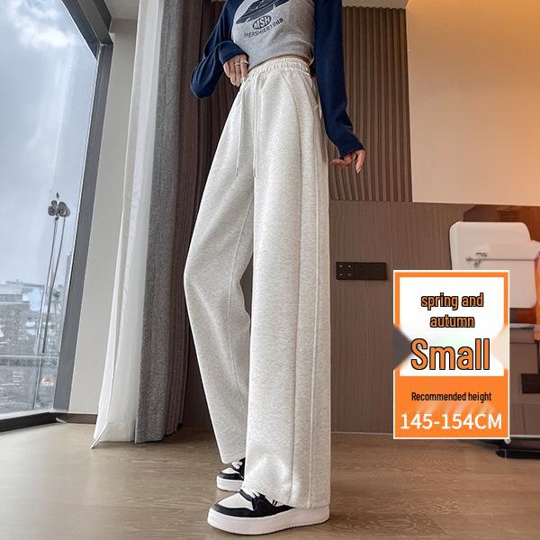 Women's Petite Velvet-Lined Wide-Leg Sweatpants, Straight-Leg Style, Height-Enhancing, 2025 Autumn/Winter Collection.