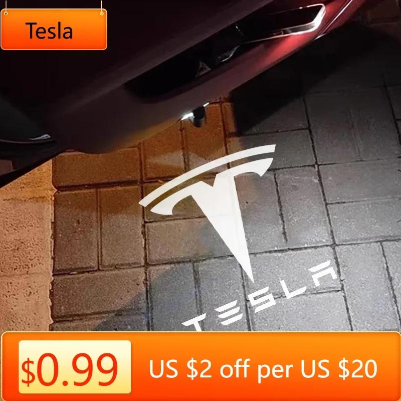Car Sticker Tesla 2Pcs Car Door Projector Lamps Welcome Lights Accessories For Tesla Model 3 S X Y Cybertruck Roadster SpaceX