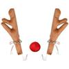 Reindeer Decoration Car Vehicle Nose Horn Costume Decor Set Rudolph Christmas Reindeer Antlers Red Nose Ornaments Elk Antler