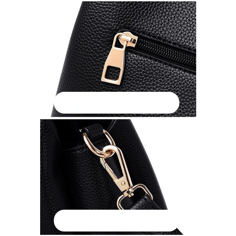 Bolsa de ombro de couro sintético genuíno de luxo, bolsa de mão de cor sólida para mulheres, bolsa de mensageiro feminina