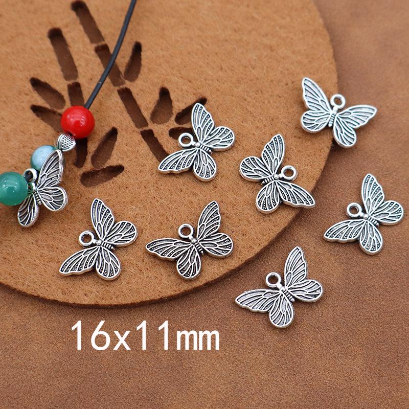 Retro Tibetan Silver Butterfly Pendant: Necklace, Bracelet, Hairpin - DIY Ancient Style Jewelry Accessories