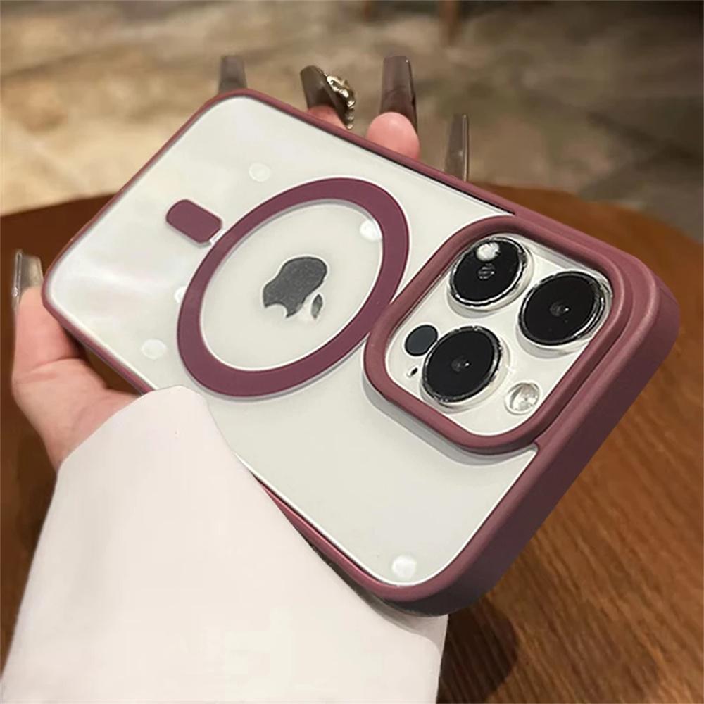 For iPhone 16 15 14 13 12 11 Pro X XS XR Max 7 8 Plus Mini Luxury Magsafe Transparent Case Magnetic Wireless Charge Phone Cover