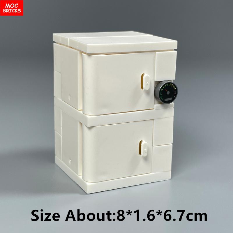 MOC Blocks Kitchen Cabinet Tableware Tool Coffee Maker Machine Water Dispenser Cooking Bench Learning Construction Block Children Toy