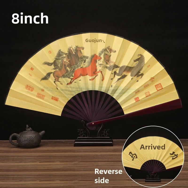 8-Zoll-Faltfächer im chinesischen Stil: Retro-klassisches Hanfu-Design für Jungen