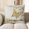 Home Decor Golden Butterfly & Floral Patterned Pillow Cover Pattern Cushion Cover Suitable For Sofa Bedroom Car Pillow Cover