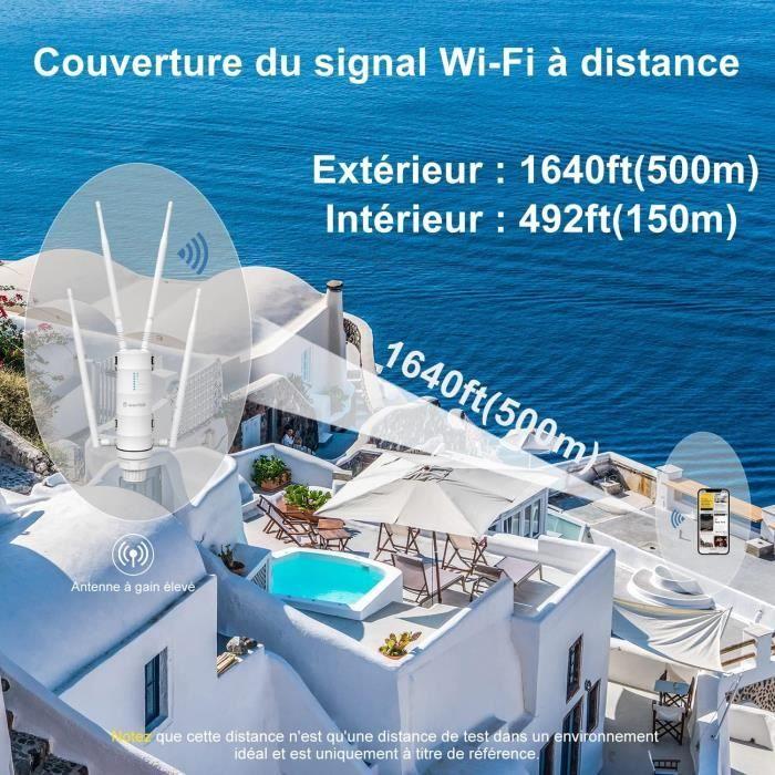 Amplificateur wifi - wavlink - ac1200 - dual-band 2.4+5g - 4 antennes - poe résistant aux intempéries