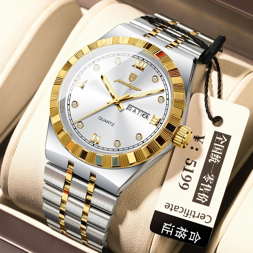 Men'S Watch Double Calendar Slim Quartz Watch
