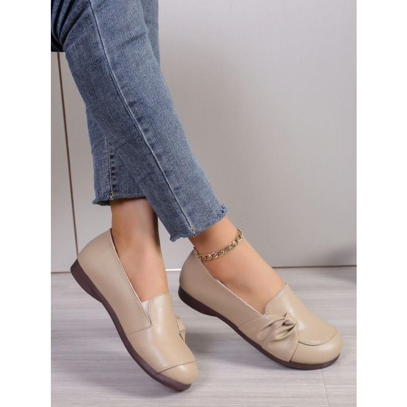 New large size women's shoes single shoes women's comfortable beef tendon soft sole shallow mouth casual flat bottom mother shoes women