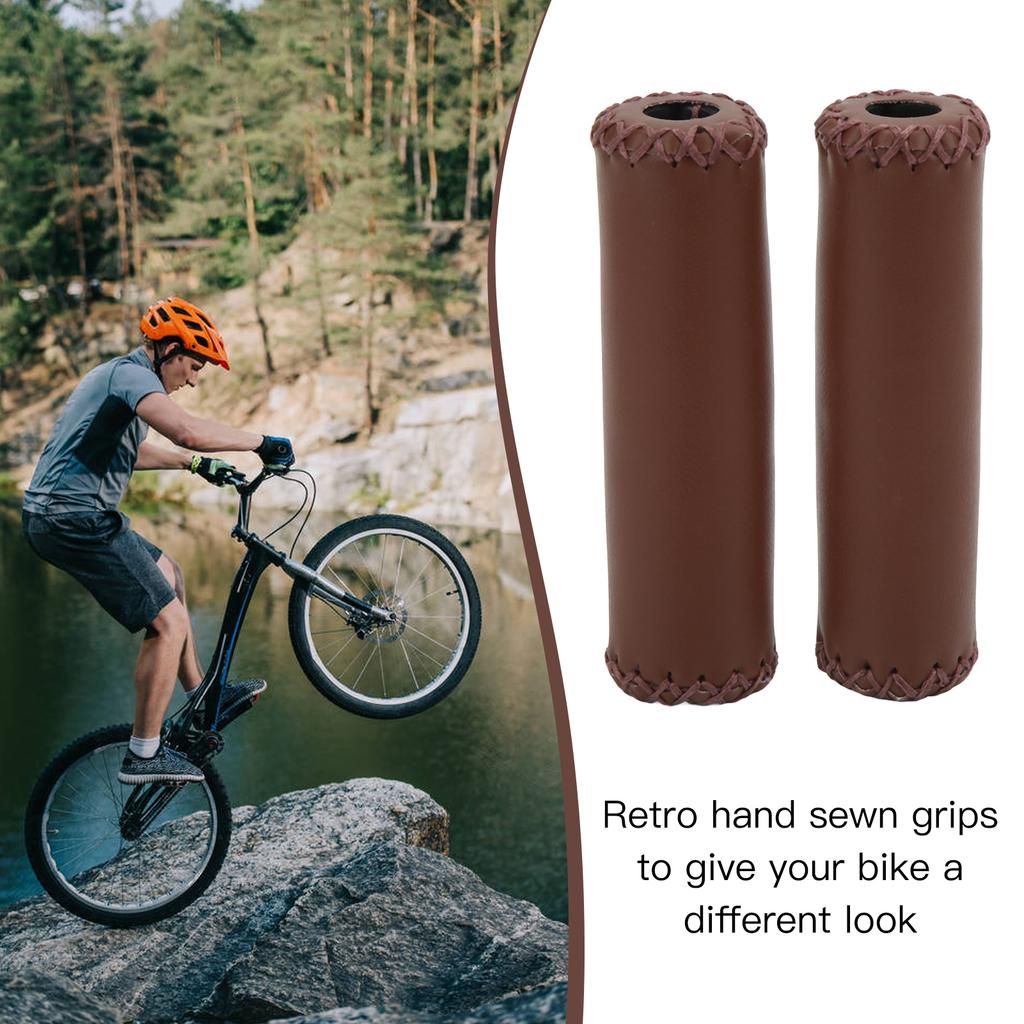 Bike Handlebar Grip Retro PU Leather   Handle Grips   Wear Resistant Handlebar Cover