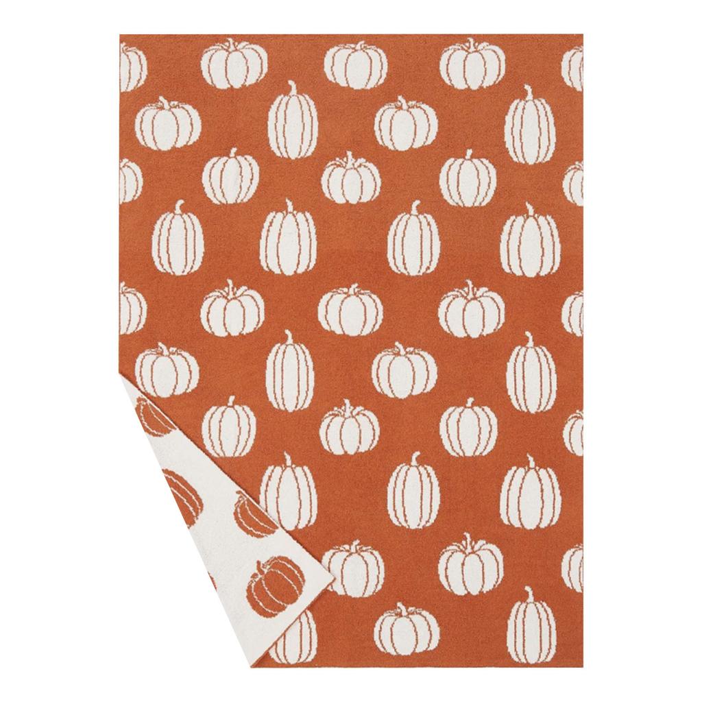 Double-Sided Pumpkin Thanksgiving Throw Blanket, Soft Plush Cozy Fall Decor for Couch and Bed,