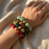 Boho Buntes Klobiges Harzperlen Armband für Damen Vintage Edelstahl Goldfarbe Perlen Schmuck Mode Party Geschenk