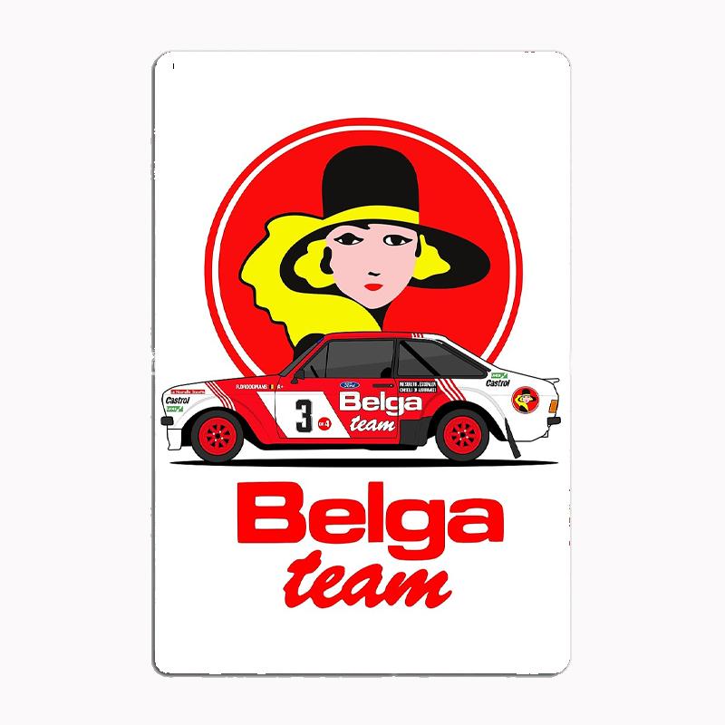 Droogmans Belga Team 911 RS1800 Vintage Rally Racing Car Metal Sign Posters Garage Custom Home Decor Room Decoration Wall Decor