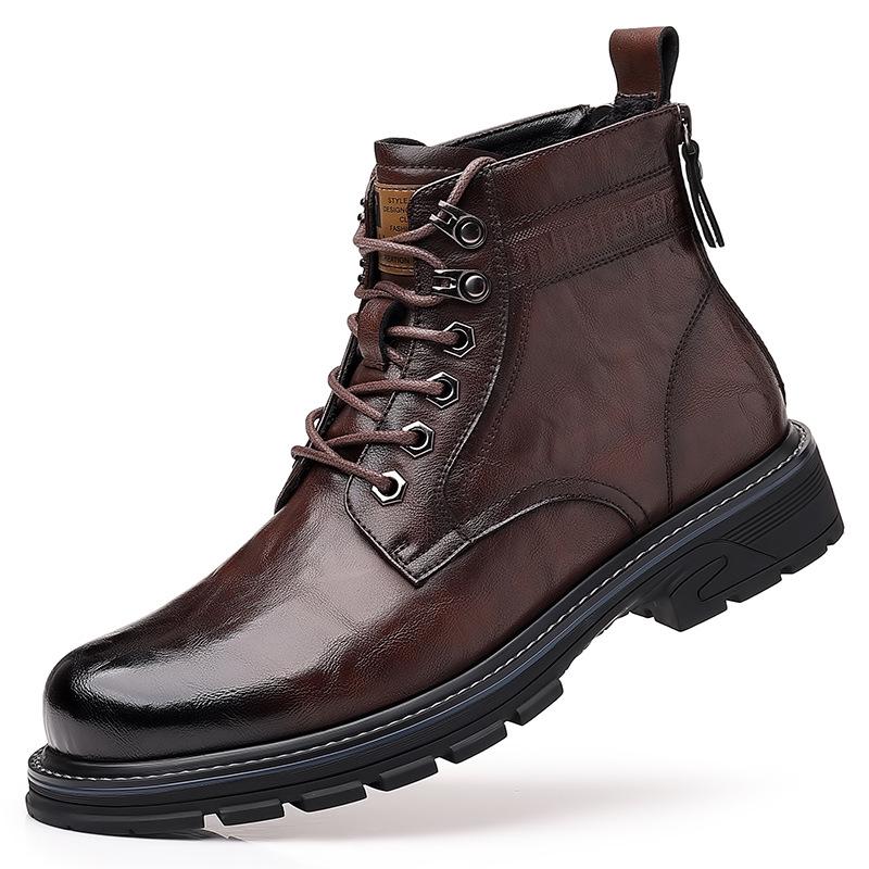 Men's Retro High-Top Martin Winter Boots - Thick Sole, Plus Velvet, Leather, Trendy & Warm for Outdoors
