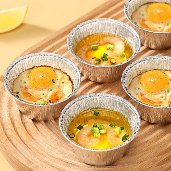 100Pcs Egg Tart Cup Grease-proof Disposable DIY Aluminum Foil Mini Oyster Tray for Outdoor BBQ
