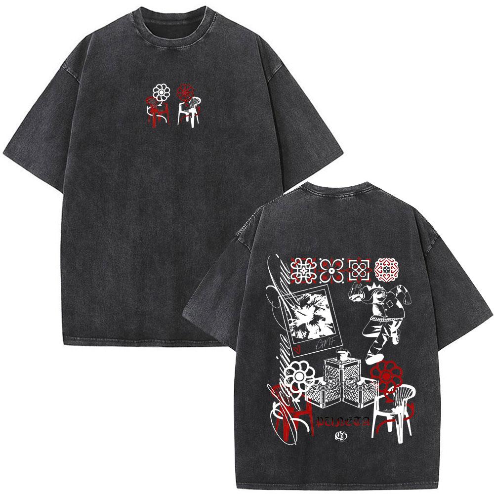 Rapper Bad Bunny Debi Tirar Mas Fotos DTMF Vintage Washed T Shirts Men Women Clothing Fashion Hip Hop ONeck Tshirts Streetwear