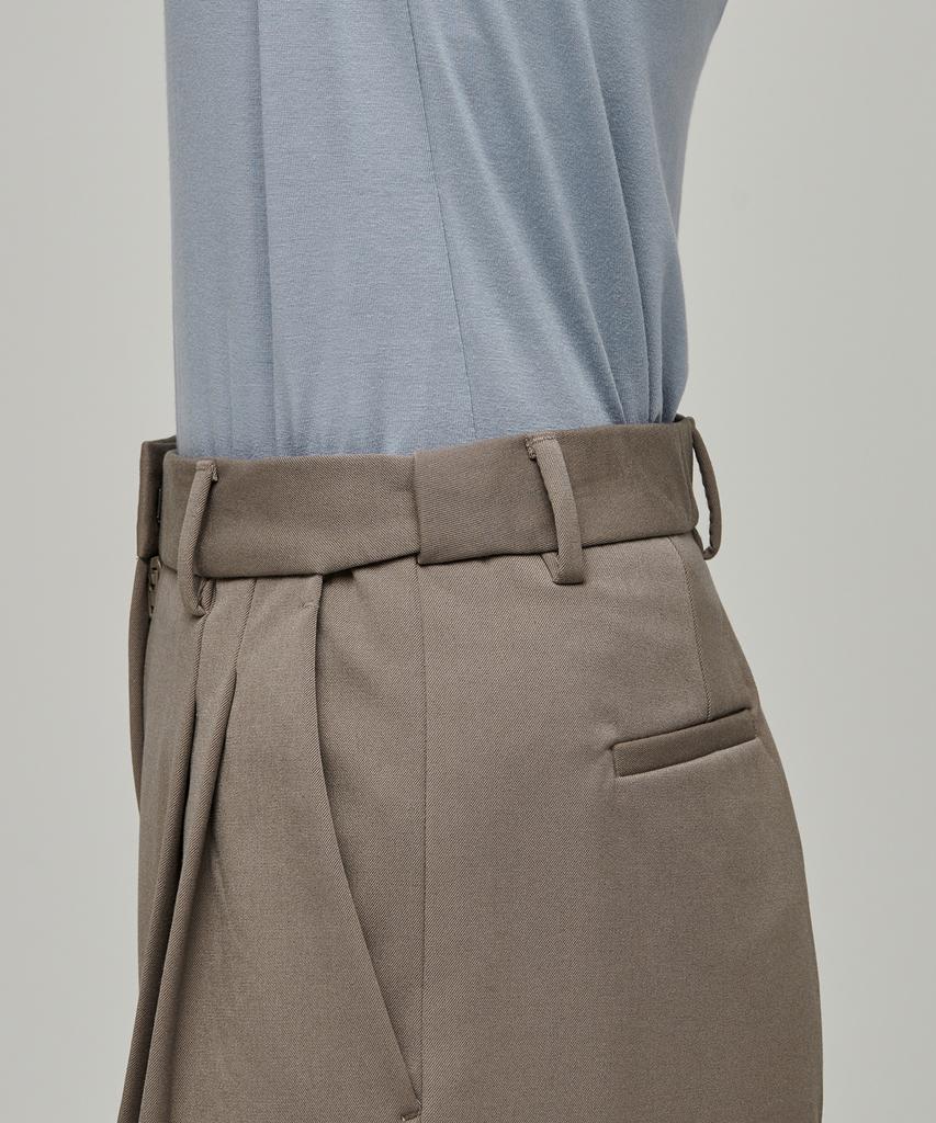 MUSINSA STANDARD WOMAN Women'S Heavyweight Fleece-Lined High-Waisted Wide Hidden Elastic Waist Slacks [Dusty Beige]