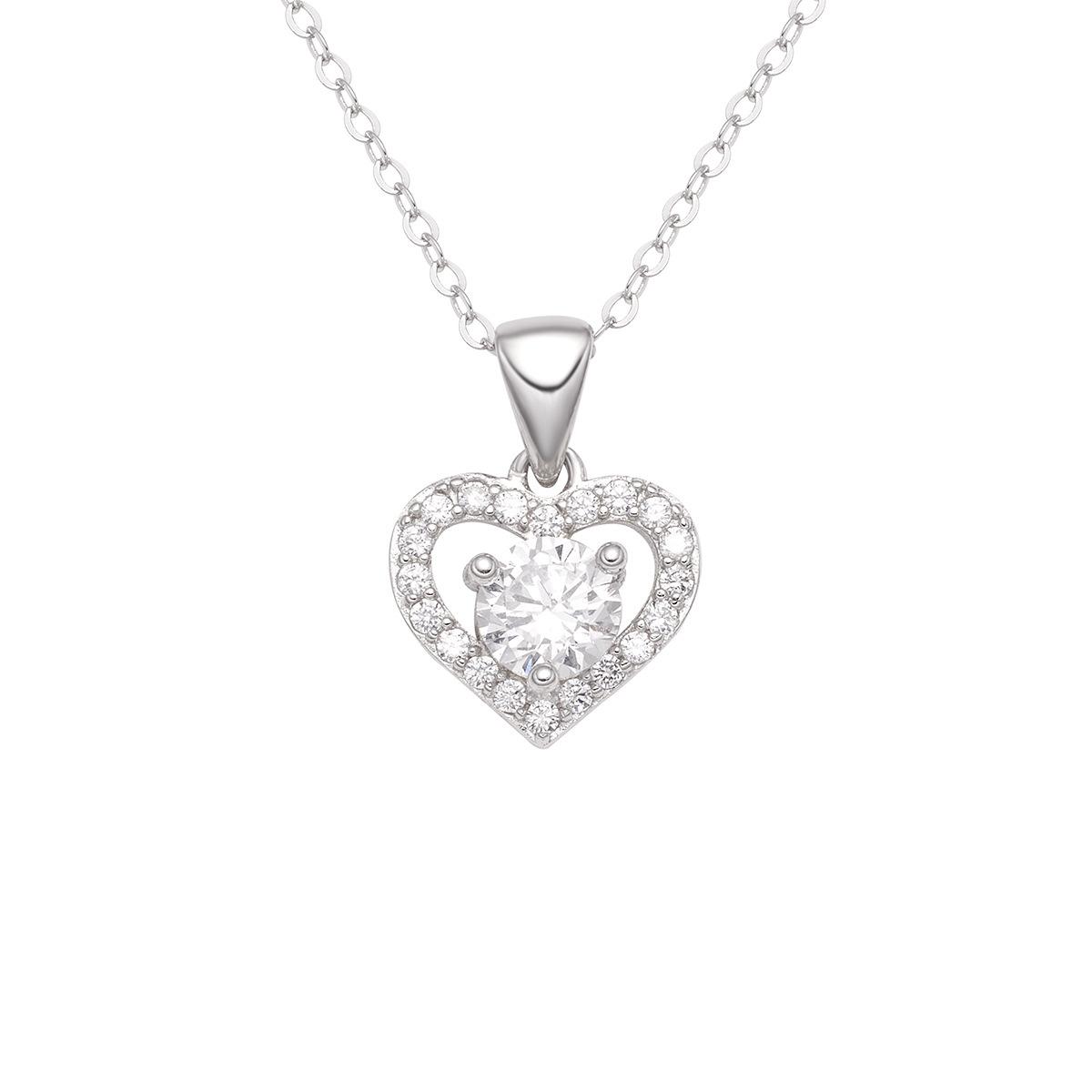 

Ожерелье из стерлингового серебра S925 с подвеской в виде сердца из циркония для женщин, легкая и роскошная подвеска в форме сердца из белого циркония 925 Silver