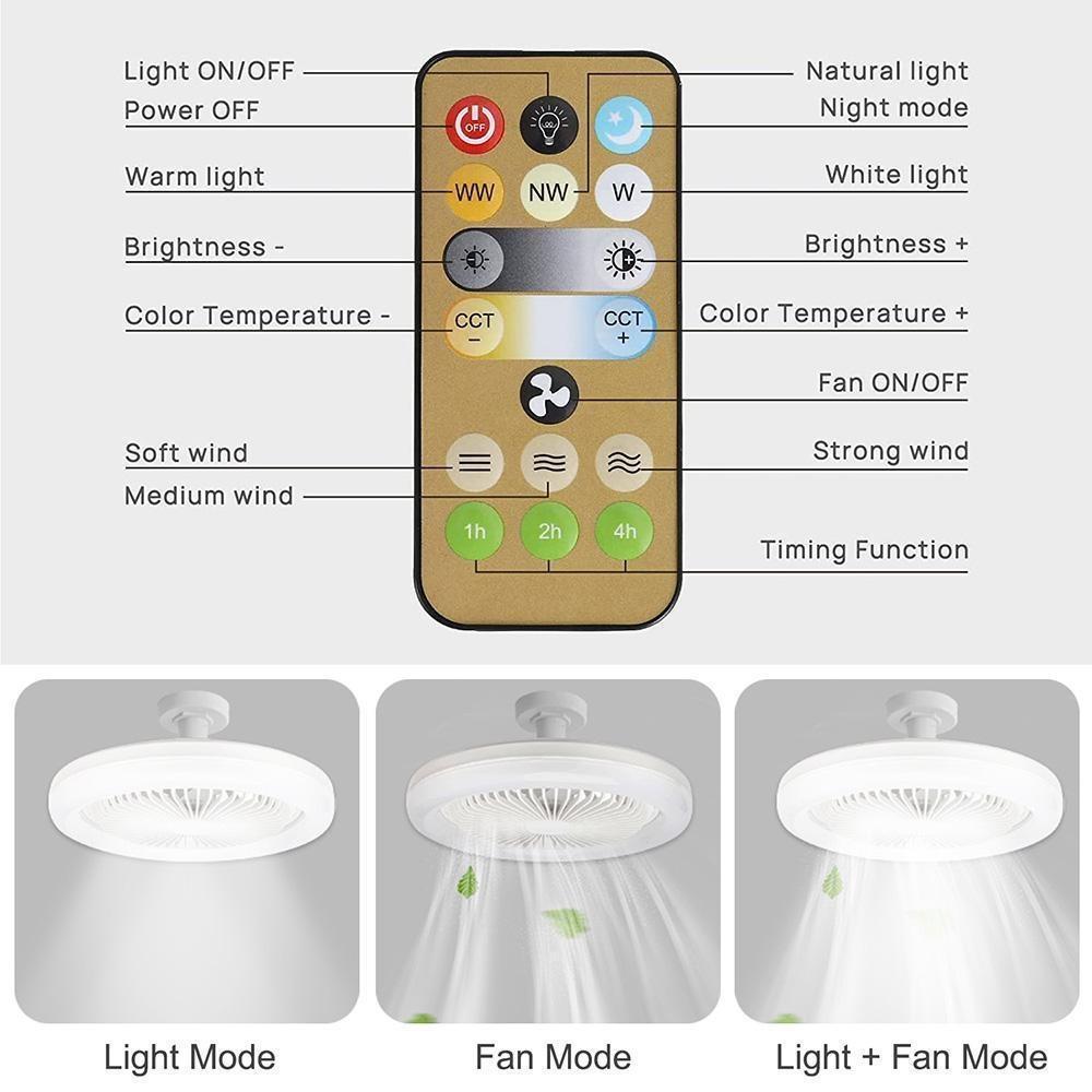 Fan Chandelier E27 Light Holder Ceiling Fan Lights with Remote Control Mute Dimmable Timing 3-blade for Living Room Study