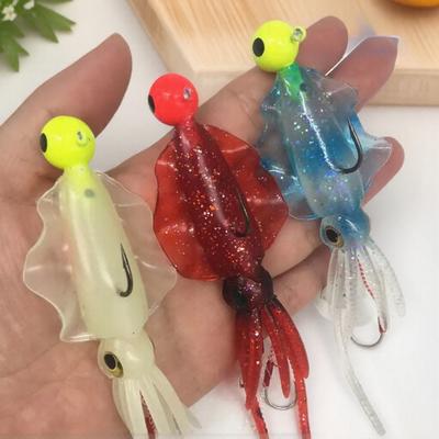 FLYSAND 130mm Fishing Bait Luminous Octopus Squid Skirt Sea Fishing Wobbler Bait Squid Jig Fishing Tuna Lure Jig Head Hook