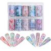 10Rolls Mixed Nail Art Foils Transfer Sticker Set Rose Flower Designs Floral Starry Sky Nail Wraps Wedding Summer Manicure Decor