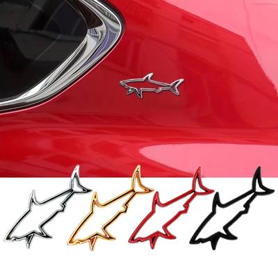 3D Metal Car Shape Sticker Hollow Shark Badge Decal for Car Trunk Motorcycle Decoration Accessories