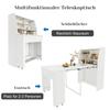 Extendable Dining Table, L52/132.5xW80xH76cm, One-Way Extending, Storage Cabinet, Rectangular, Coffee Lounge, Space-Saving Multifunctional, White