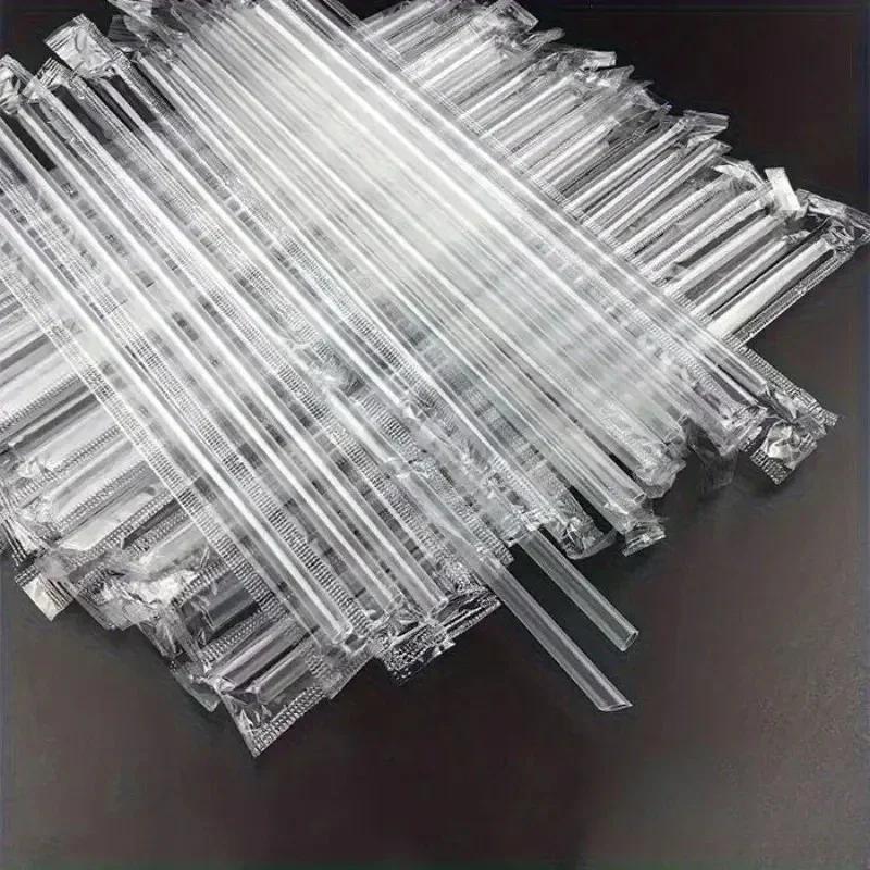 

Transparent Straws Individually Packaged Bubble Tea Milkshake Disposable Straws Transparent Party Accessory Wedding 50pcs