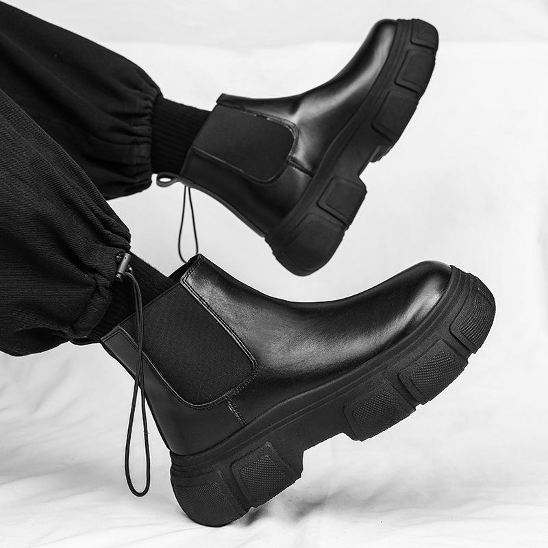 Chelsea Martin Boots Men's Autumn and Winter High-top British Style Casual Leather Boots Outdoor Waterproof and Non-slip Locomotive Tooling Boots