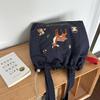 Carto Embroidery Nyl Shoulder Bags for Women Casual Student Ladies Large Capacity Tote Simple Female Drawstring Handbags
