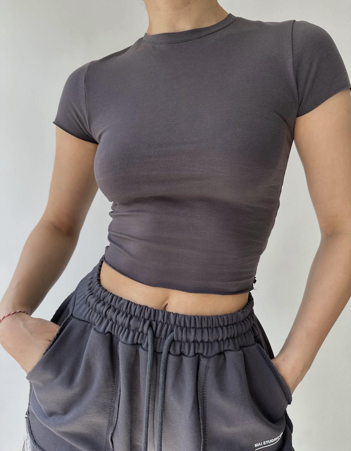 

Mai Collection Toppin Антрацитовый чесаный хлопок Урожай XS темно-серого