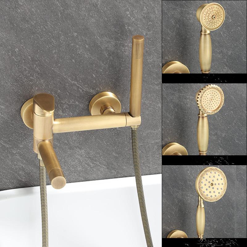 AntiqueBathtub Shower Set Wall Mounted Copper Rotatable Bathtub Faucet,Bidet Faucet  Bathroom Bath & Shower Mixer Tap Brass