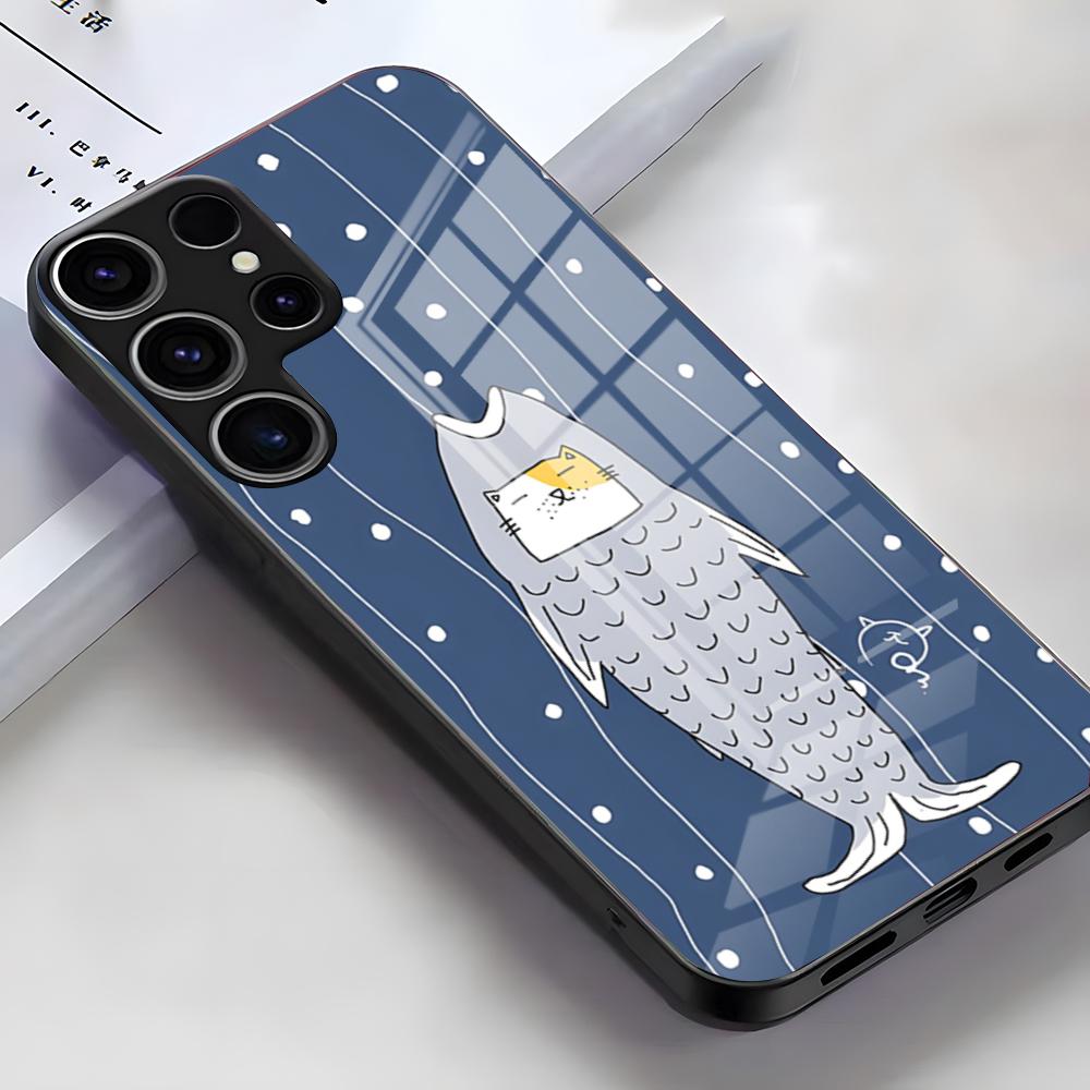 

Cute Cartoon Cats And Dogs Phone Case For Samsung S26 S25 Edge Ultra S23 S22 S21 S20 Ultra Plus S24 Fe A54 A53 A25 Glass Cover Samsung S24 FE