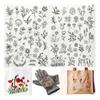 2 Sheets Water Soluble Embroidery Stabilizer DIY Stick Stitch Embroidery Paper with Pre-Printed Flowers Leaves Animals Pattern Beginners Sewing Lover