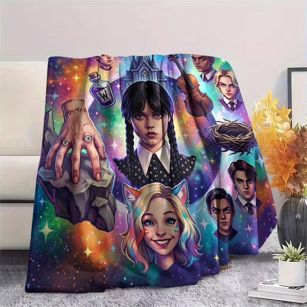 Wednesday Addams Print Flannel Blanket, Ultra Soft High Quality All Seasons Warm Throw, Home Decor Cozy Blanket, Perfect Christmas Gift
