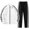 Unisex S-6X Ropa Deportiva Casual de Tres Rayas: Conjunto de Dos Piezas de Chaqueta Holgada y Pantalón Largo