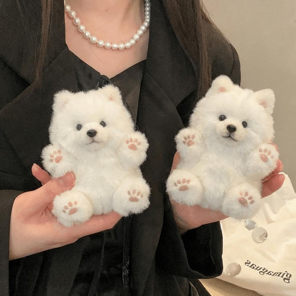 Pink Paws Samoyed Plush Toys Cute Cartoon Soft Samoyed Plush Doll Realistic Fashion Accessories Doll Ornaments