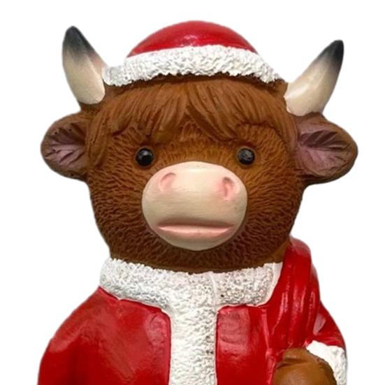 Weihnachts-Nussknacker Hochlandkuh Figur Weihnachtsmann Hochlandrind Harz Statue Skulptur Heim Büro Schreibtisch Dekoration
