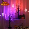 1pc Orange/Purple Glowing Halloween Birch Tree Light with 24L Black Branch Table Lamp Battery&USB For Indoor Holiday Decoration