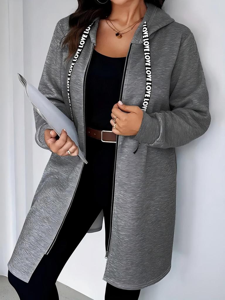 Europäischer & Amerikanischer Damen Kapuzen-Langmantel - Herbst/Winter Übergröße, Einfarbige, Warme Überjacke.