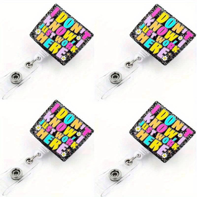 

I Just Work Here Badge Reel. Funny retractable ID clip for nurses, teachers & staff. прозрачный